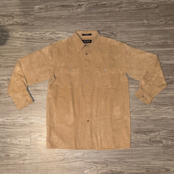 Vintage Brandini Suede Button Up Shirt Jacket Shacket Brown Mens Medium - Picture 1 of 5
